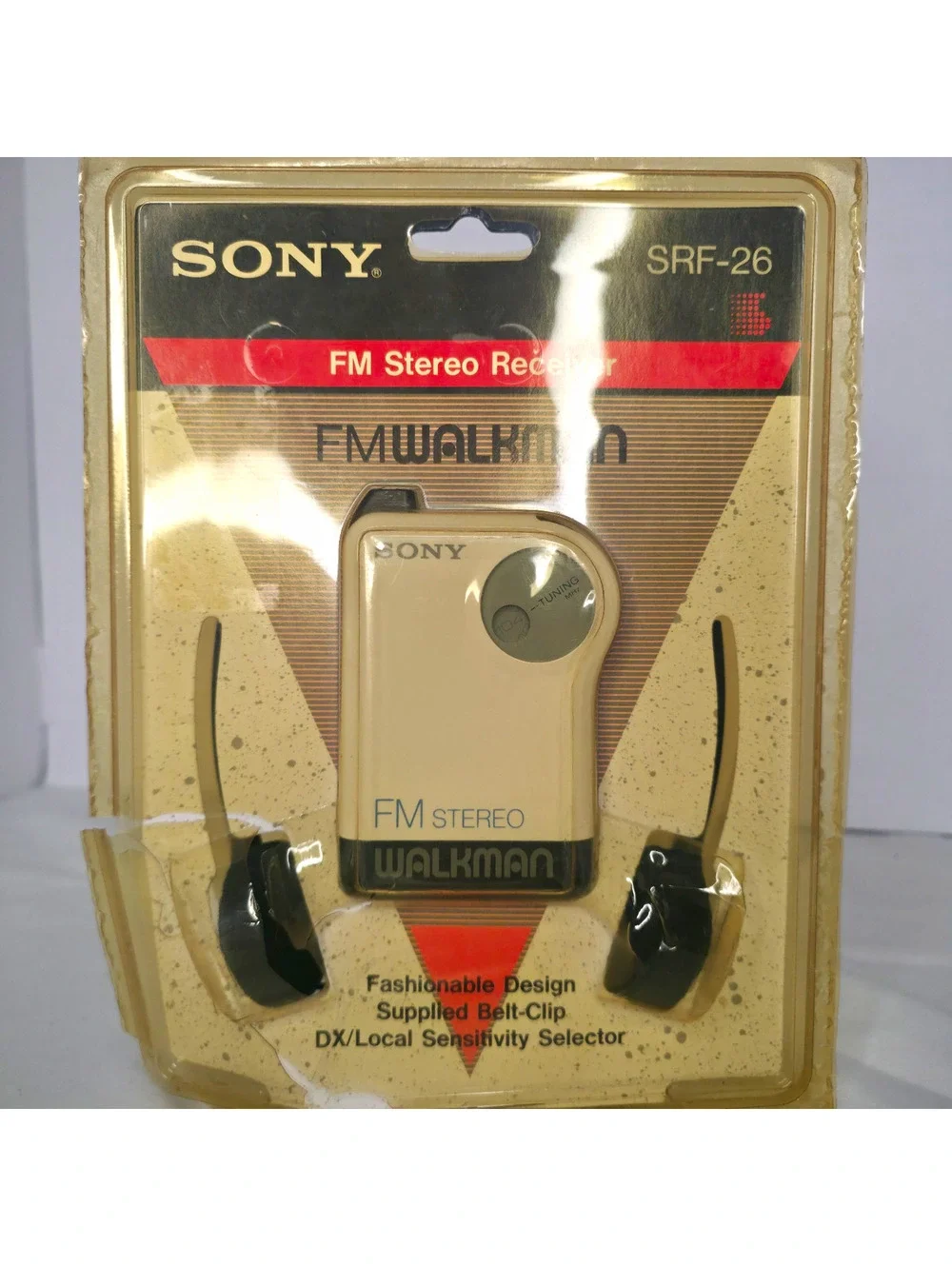 Vintage Sony SRF-26 FM Stereo Walkman Radio Receiver Headphones NOS 1990